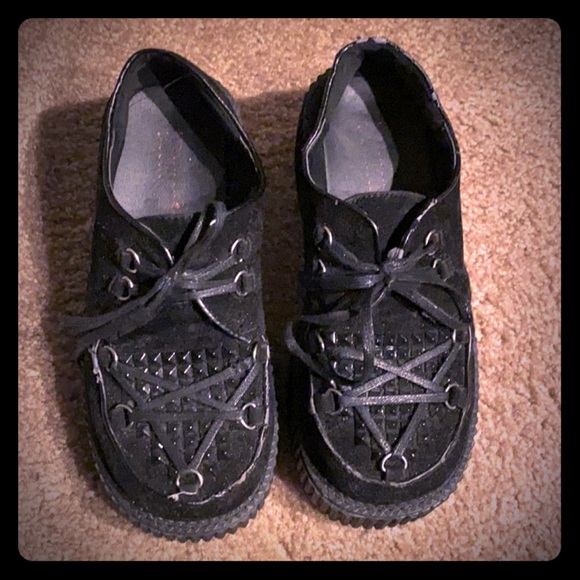 Vegan  Black Leather Creepers - Picture 1 of 3